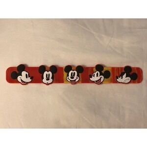 NEW Disney Parks Mickey Mouse  Red & Yellow Slap Bracelet Many Faces of Mickey